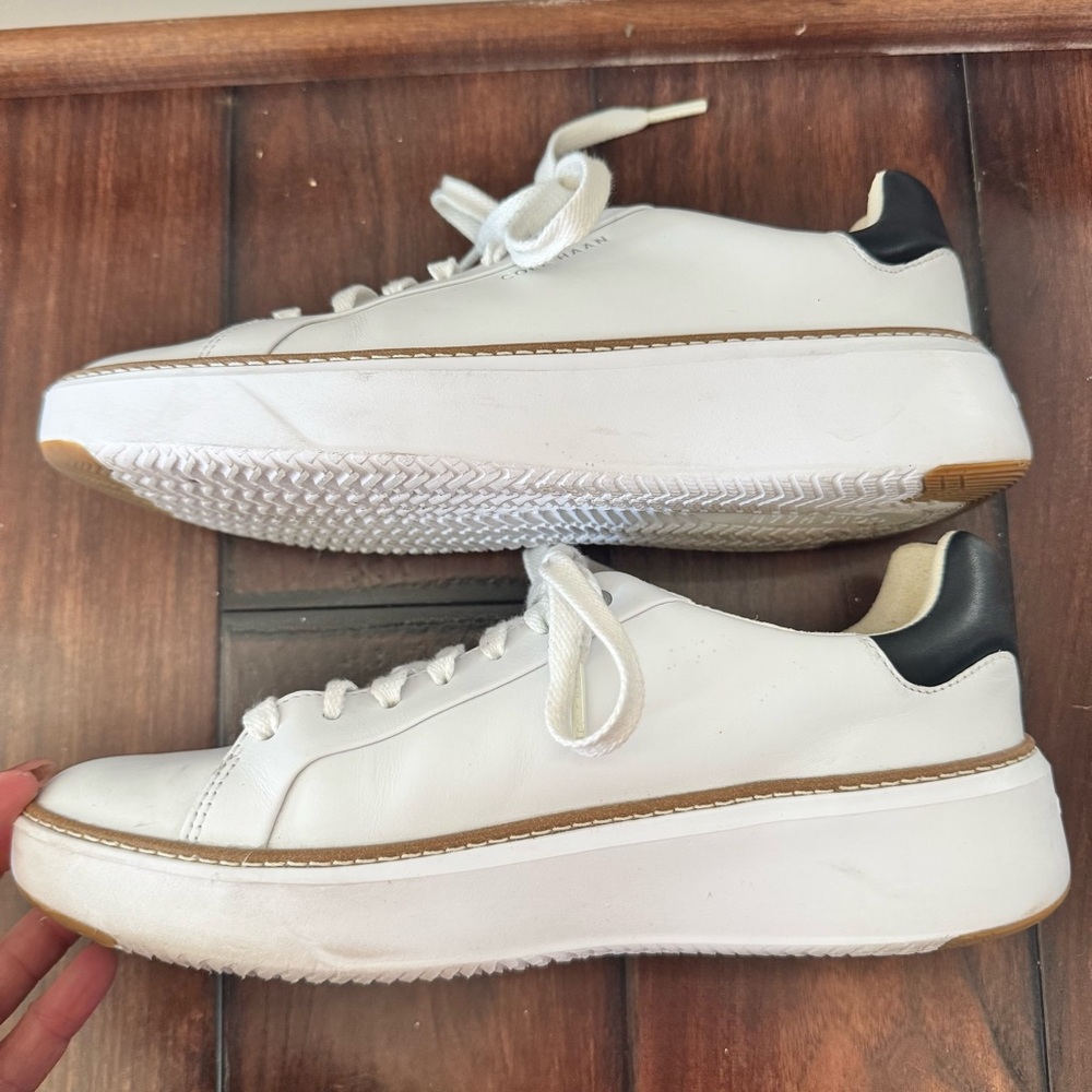 Cole Haan Grandpro Topspin White Leather Sneakers with Black Detail - Picture 6 of 12